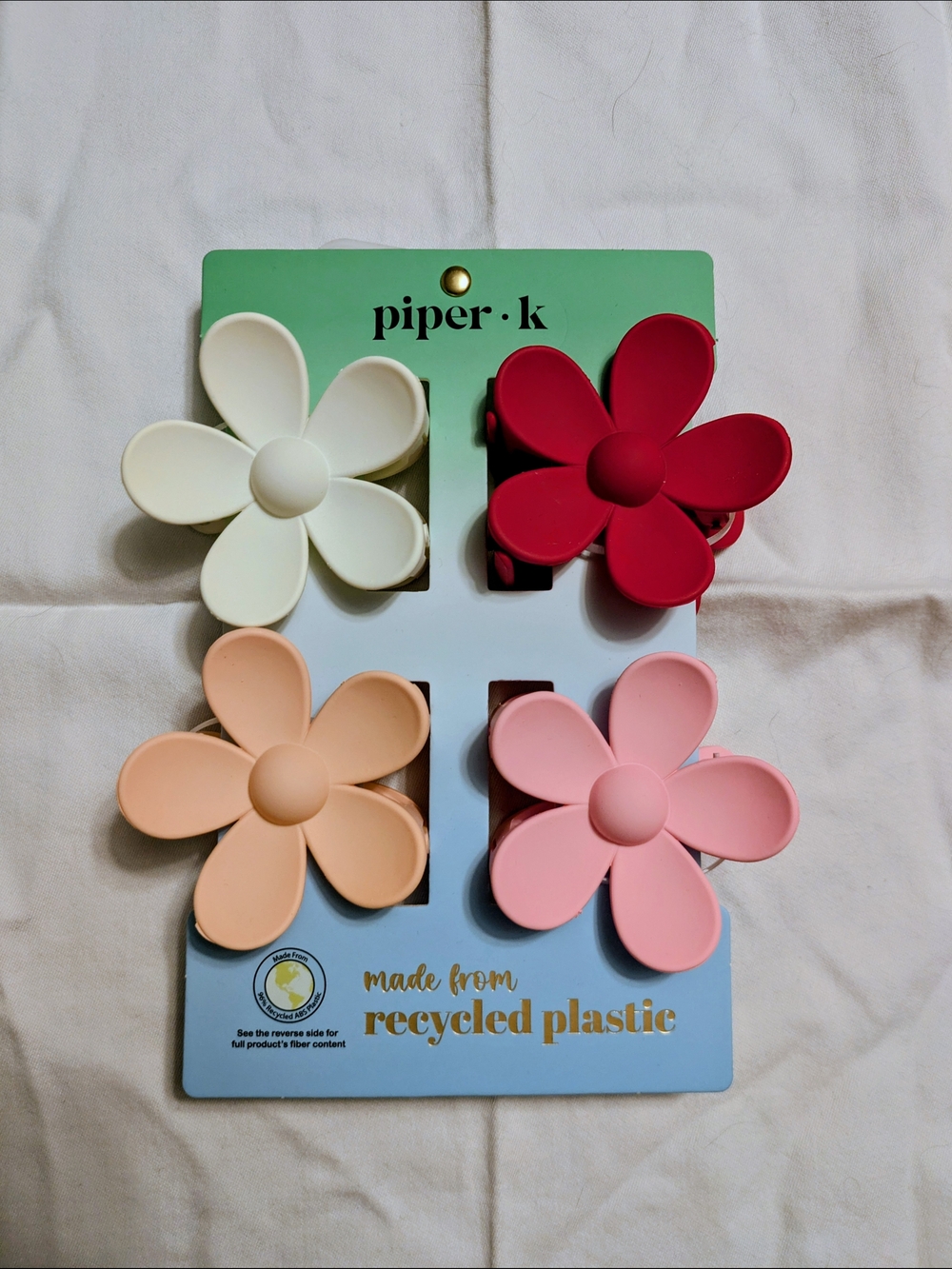 Piper K Flower Hair Clips Set Pink Red Peach Cute Aesthetic Clips